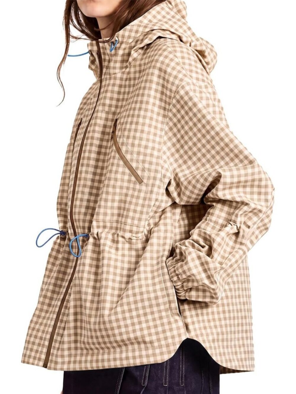 Stylish Women's Waterproof Rain Jacket - Hooded Plaid Windbreaker for All